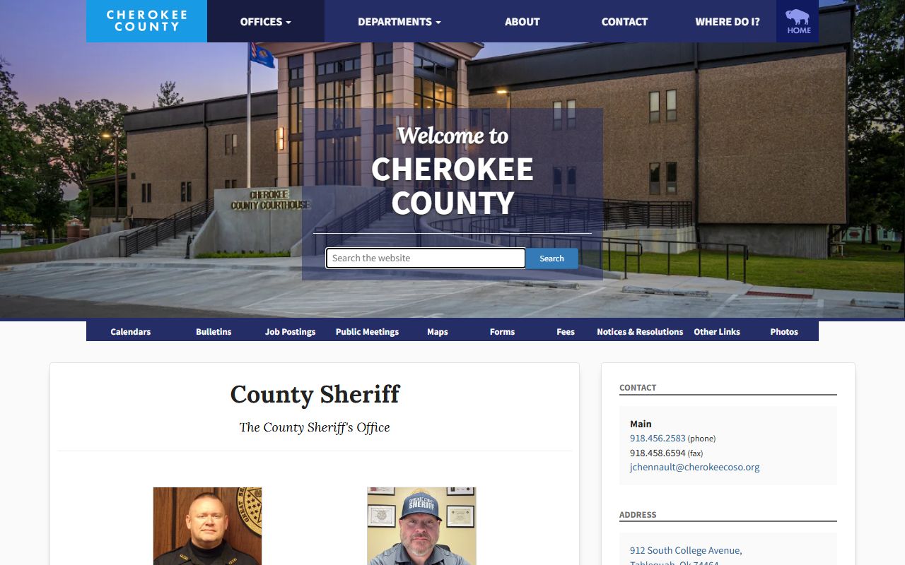 Cherokee County arrest records and Sheriff office charge filing duties