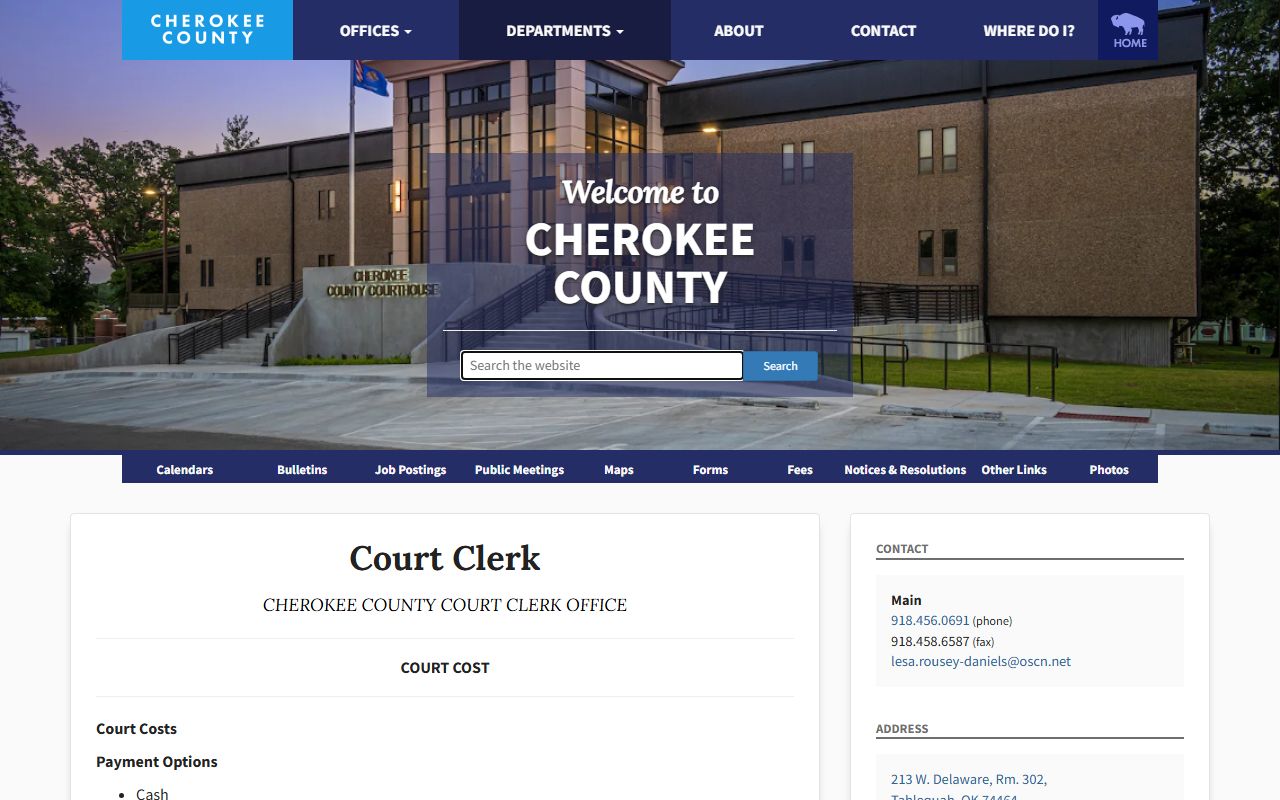Cherokee County court records court cost and payment options