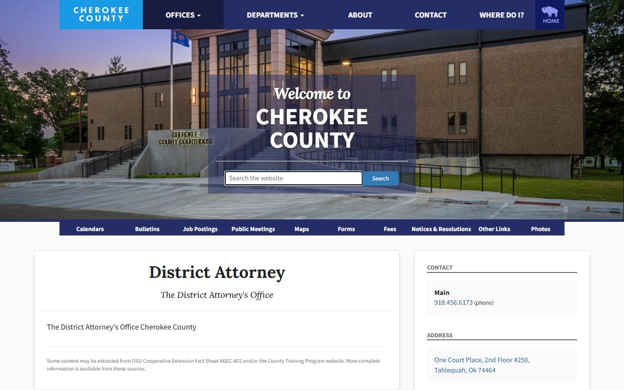 Cherokee County District Attorney office that files criminal court records