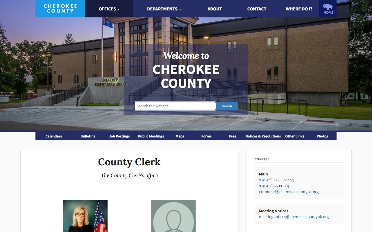 Cherokee County County Clerk office records page