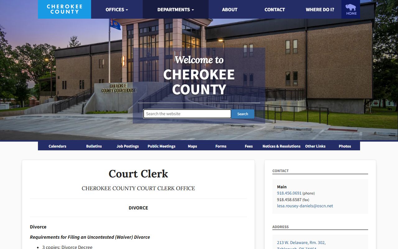 Cherokee County divorce records filing requirements and fees