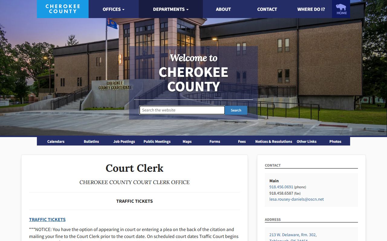Cherokee County traffic court records ticket payment instructions