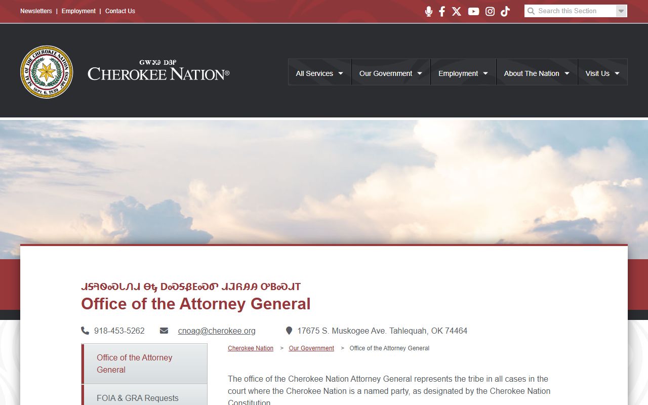 Cherokee County warrant records reference from the Cherokee Nation Attorney General page